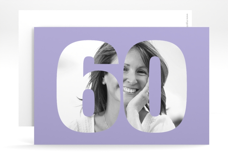 Einladung 60. Geburtstag Numbers A6 Karte quer flieder