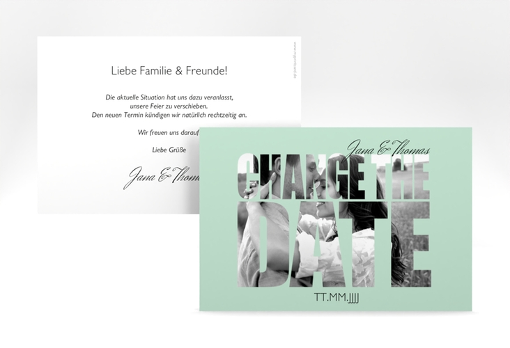 Change the Date-Karte Hochzeit Letters A6 Karte quer mint