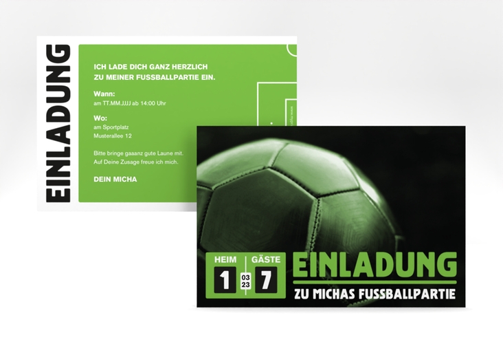 Einladungskarte Kindergeburtstag Fussballpartie A6 Karte quer