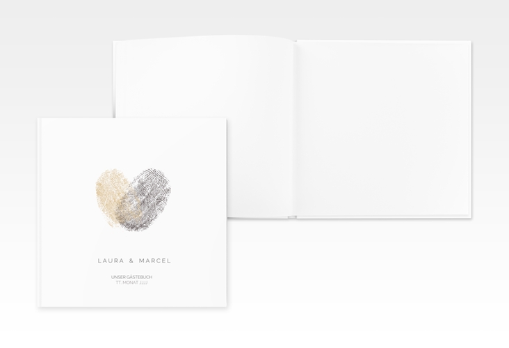 Gästebuch Creation Hochzeit Fingerprint 20 x 20 cm, Hardcover beige schlicht mit Fingerabdruck-Motiv