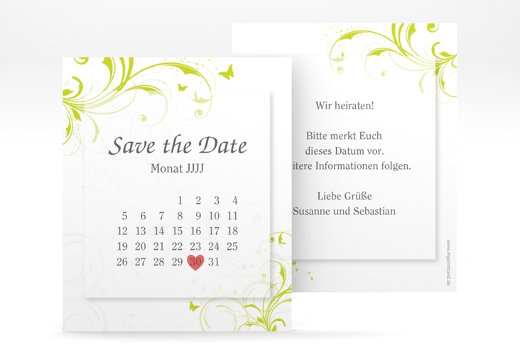 Save the Date-Kalenderblatt Palma Kalenderblatt-Karte gruen