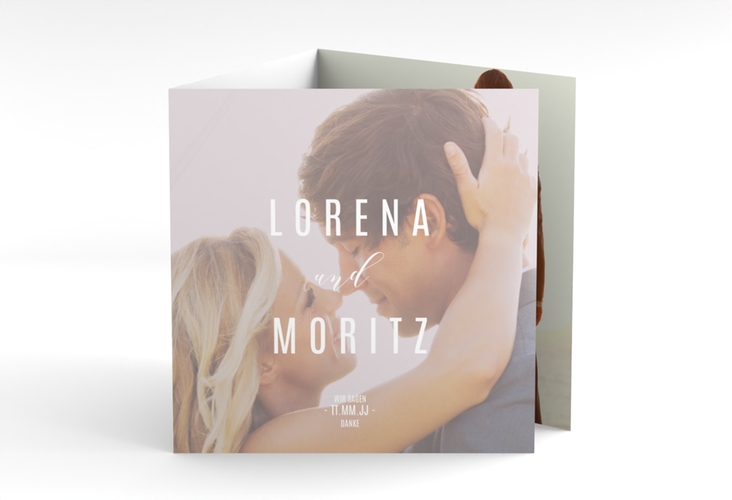 Dankeskarte Hochzeit Memory quadr. Doppel-Klappkarte grau