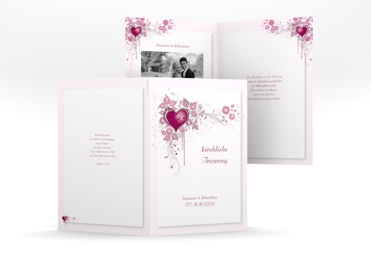 Kirchenheft Hochzeit Triest A5 Klappkarte hoch pink
