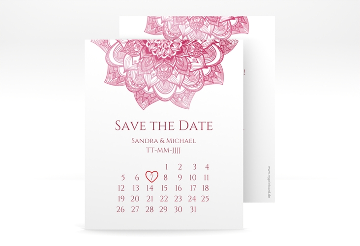 Save the Date-Kalenderblatt Delight Kalenderblatt-Karte pink hochglanz