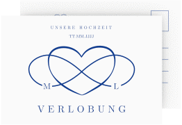 Klick: Details zu Verlobungskarte Hochzeit "Infinity" anzeigen Verlobungskarte Hochzeit Infinity A6 Postkarte blau