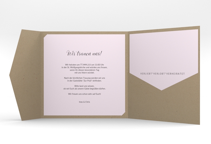 Hochzeitseinladung Dolce Pocketfold rosa