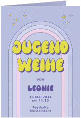 Klick: Details zu Einladung Jugendweihe "Mood" anzeigen Einladung Jugendweihe Mood A6 Klappkarte hoch lila