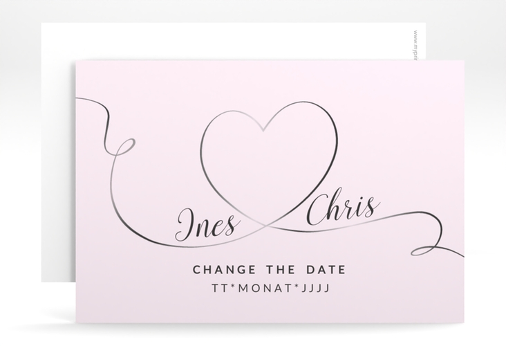 Change the Date-Karte Hochzeit Dolce A6 Karte quer rosa