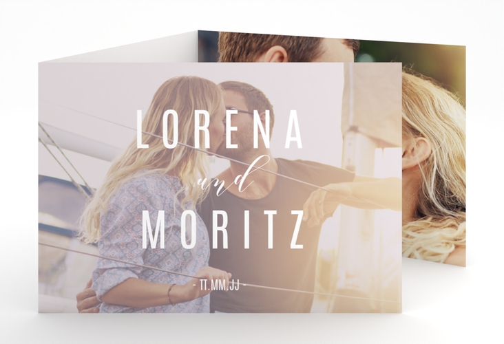 Hochzeitseinladung Memory A6 Doppel-Klappkarte grau hochglanz