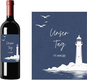 Weinetikett zur Hochzeit "Leuchtturm"