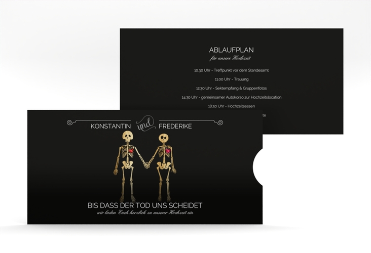 Hochzeitseinladung Bones Einsteckkarte schwarz