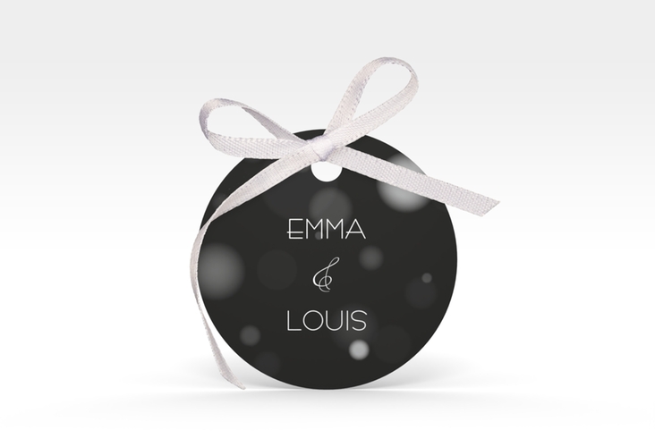 Geschenkanhänger Hochzeit Bokeh Geschenkanhänger, rund schwarz