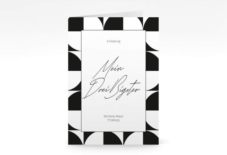 Einladung 30. Geburtstag Schwarzweiss A6 Klappkarte hoch