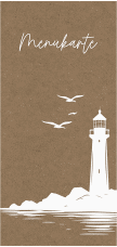 Menükarte Hochzeit Leuchtturm lange Karte hoch Kraftpapier