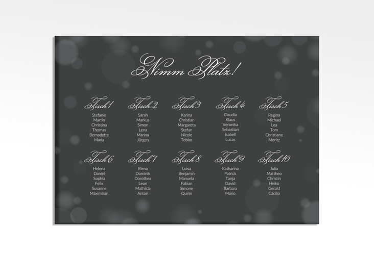 Sitzplan Leinwand Hochzeit Bokeh 70 x 50 cm Leinwand