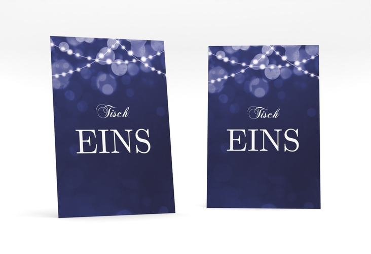 Tischnummer Hochzeit Lichtspiel Tischaufsteller blau