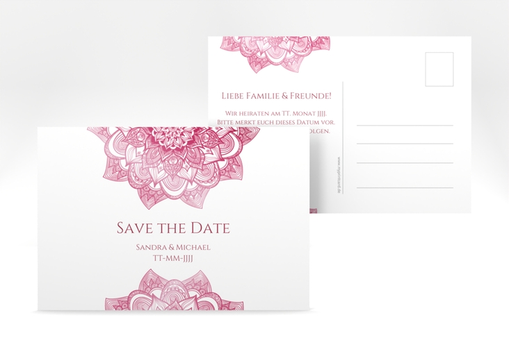 Save the Date-Postkarte Delight A6 Postkarte pink hochglanz