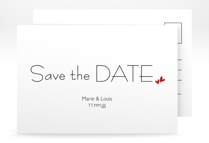 Save the Date-Postkarte Twohearts A6 Postkarte rot