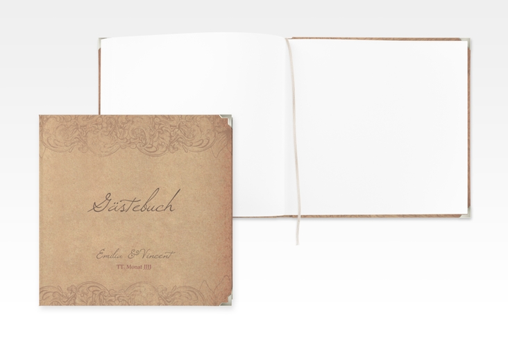 Gästebuch Selection Hochzeit Fairytale Leinen-Hardcover braun mit Vintage-Bordüre