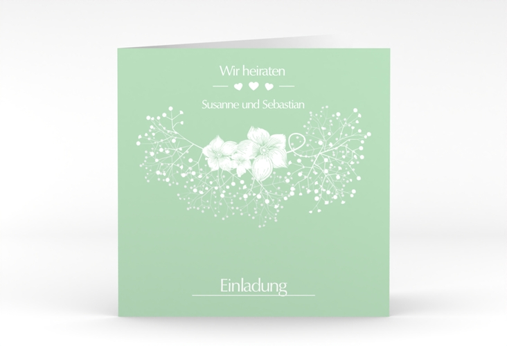 Hochzeitseinladung Jena quadr. Klappkarte mint hochglanz