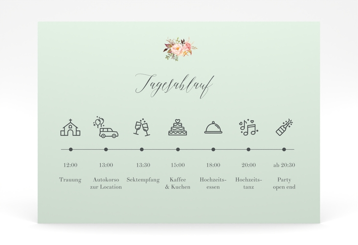 Tagesablauf Poster Hochzeit Prachtvoll 70 x 50 cm Poster mint