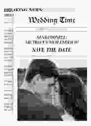 Save the Date-Karte Wedding Time A6 Karte hoch weiss im Stil einer Zeitung