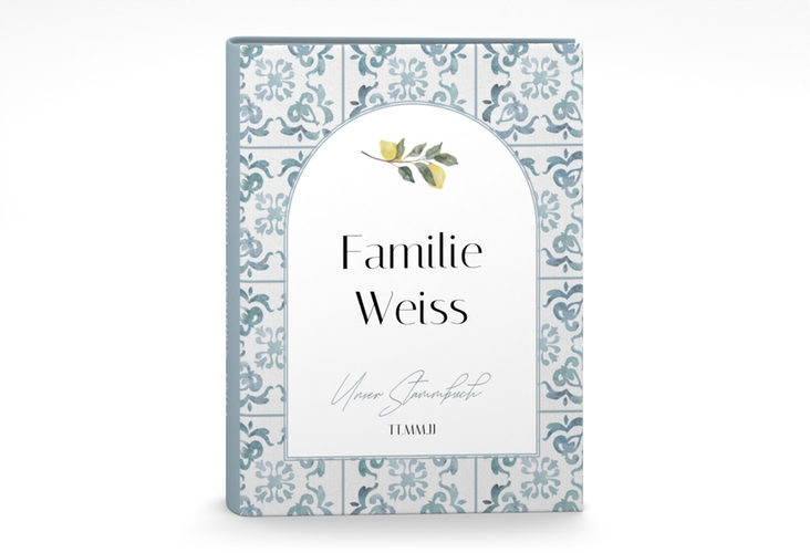 Stammbuch A5 Azulejo Stammbuch A5 mit mediterranem Azulejo-Muster und Zitronen