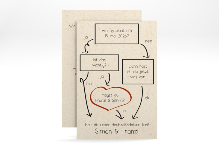 Save the Date-Karte Entscheidung A6 Karte hoch beige