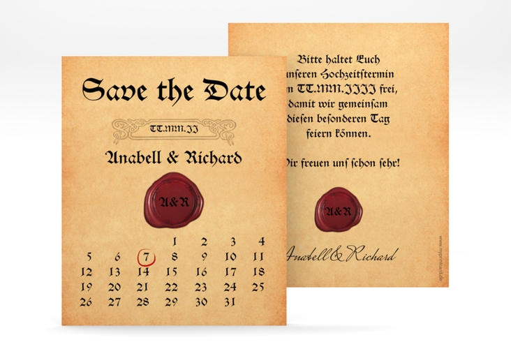 Save the Date-Kalenderblatt Mittelalter Kalenderblatt-Karte hochglanz