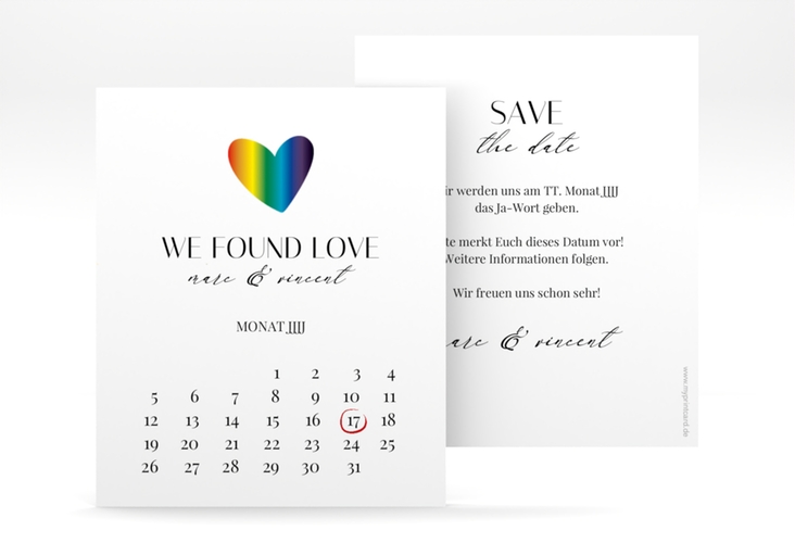 Save the Date-Kalenderblatt Liebesbote Kalenderblatt-Karte bunt hochglanz