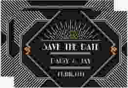 Save the Date-Karte Hochzeit Gatsby A6 Karte quer schwarz im 20er-Jahre-Stil