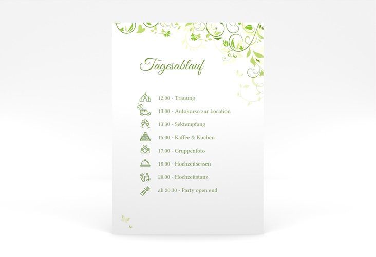 Tagesablauf Poster Hochzeit Lilly 50 x 70 cm Poster gruen
