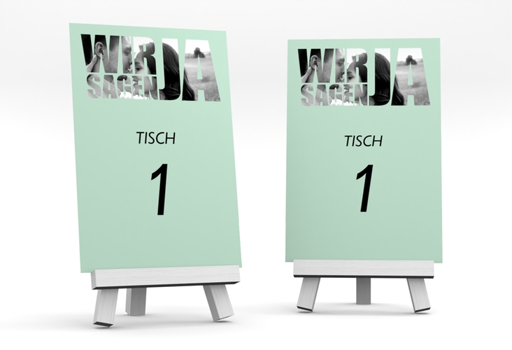Tischnummer Hochzeit Letters Tischaufsteller mint