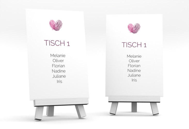 Tischaufsteller Hochzeit Fingerprint Tischaufsteller schlicht mit Fingerabdruck-Motiv