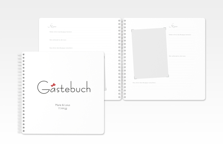 Gästebuch Hochzeit Twohearts Ringbindung rot