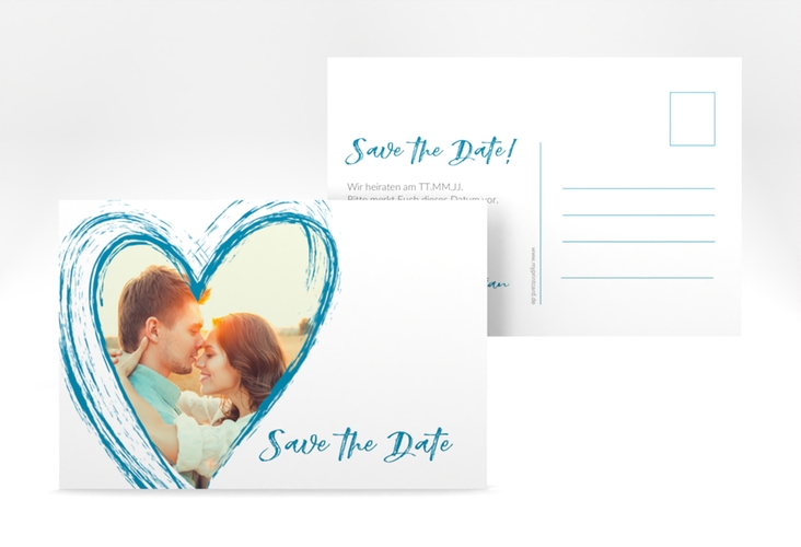 Save the Date-Postkarte Liebe A6 Postkarte tuerkis hochglanz