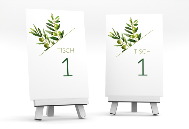 Tischnummer Hochzeit Olivenzweig Tischaufsteller