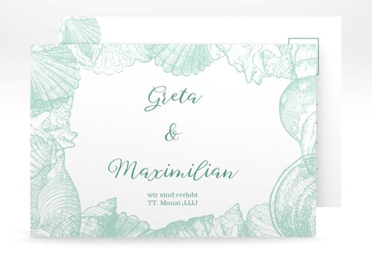Verlobungskarte Hochzeit Muschelreich A6 Postkarte mint