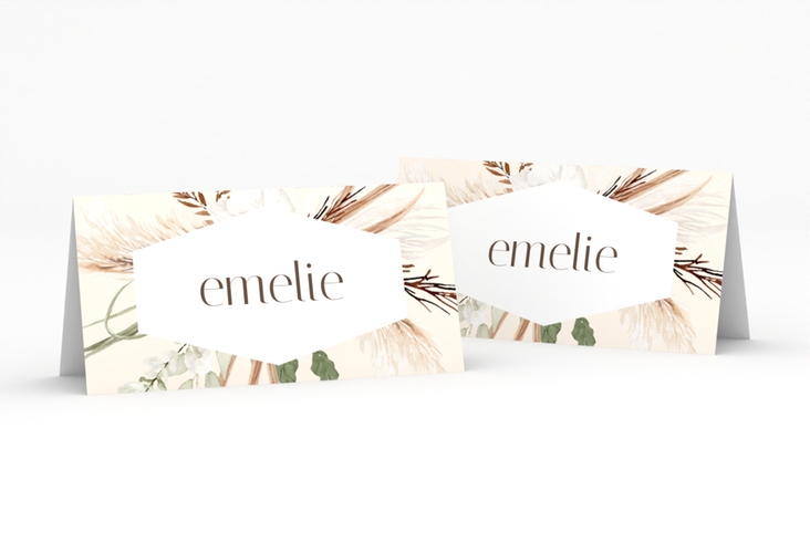 Tischkarte Hochzeit Bohemian Tischkarten beige hochglanz