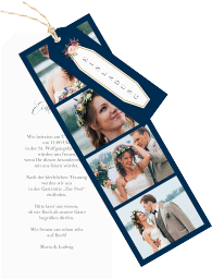 Klick: Details zu Hochzeitseinladung "Prachtvoll" anzeigen Hochzeitseinladung Prachtvoll Kartentrio blau
