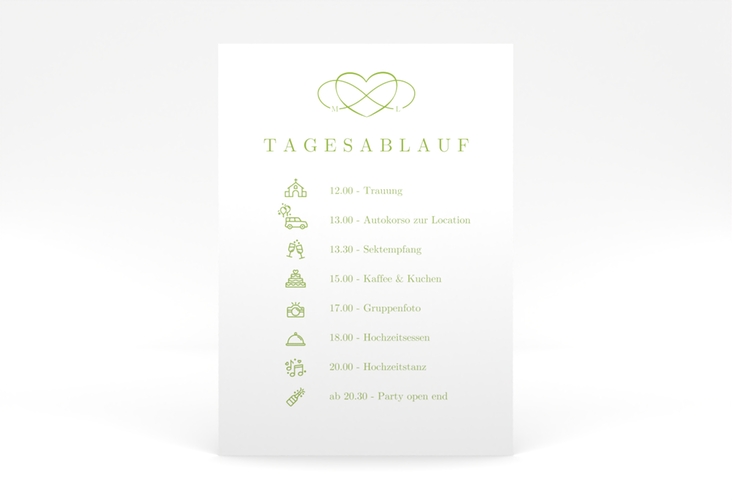 Tagesablauf Poster Hochzeit Infinity 50 x 70 cm Poster gruen