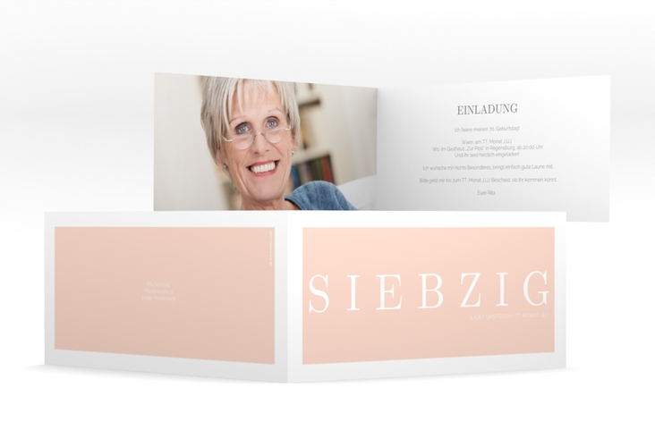 Einladung 70. Geburtstag Schlicht lange Klappkarte quer