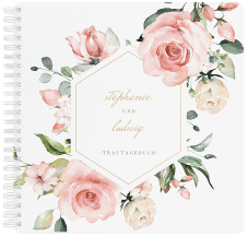 Trautagebuch Hochzeit Graceful Trautagebuch Hochzeit weiss mit Rosenblüten in Rosa und Weiß