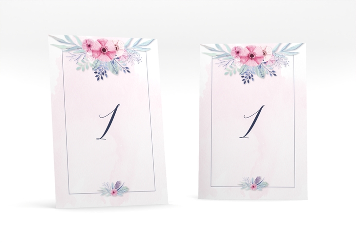 Tischnummer Hochzeit Surfinia Tischaufsteller rosa