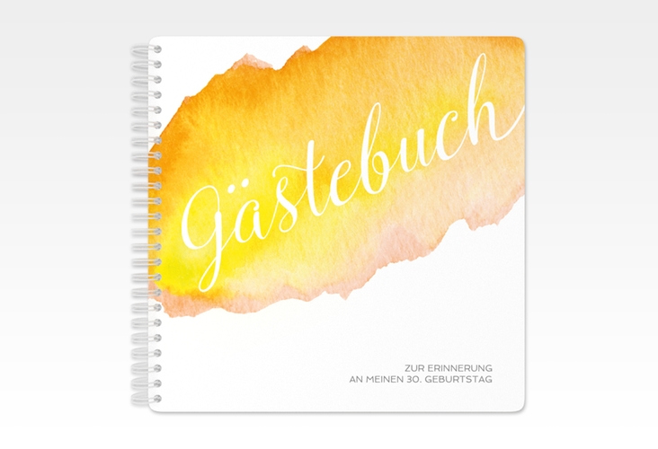 Gästebuch Geburtstag Aquarell Ringbindung gelb