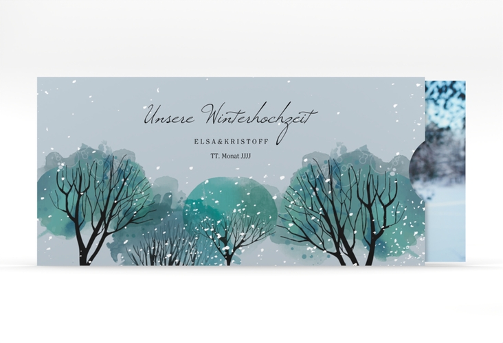Hochzeitseinladung Winterhochzeit Einsteckkarte blau