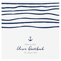 Gästebuch Creation Hochzeit Liebesanker 20 x 20 cm, Hardcover blau mit maritimem Streifenmuster und kleinem Anker