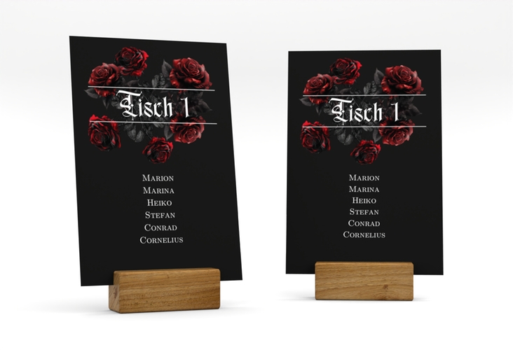 Tischaufsteller Hochzeit Gothic Rose Tischaufsteller schwarz