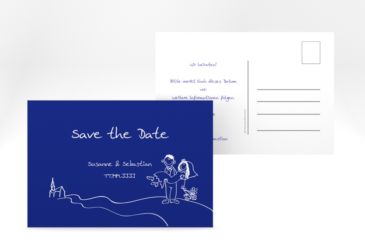Save the Date-Postkarte Pisa A6 Postkarte blau hochglanz