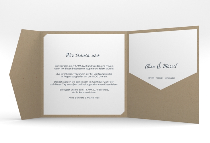 Hochzeitseinladung Glam Pocketfold blau